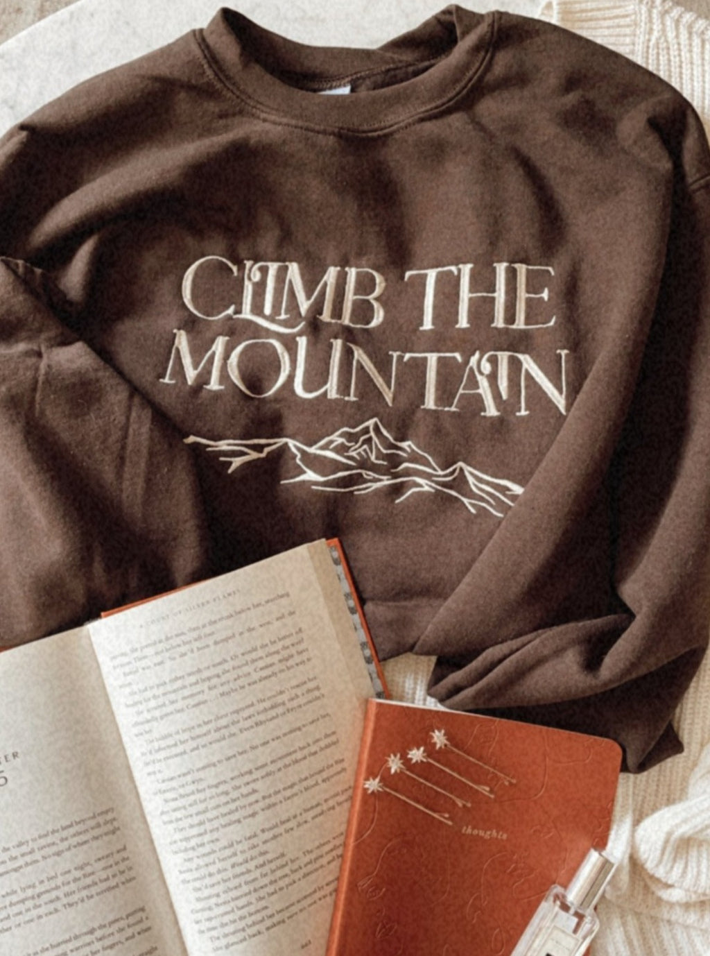 Climb the Mountain Embroidered Crewneck Sweatshirt – House of